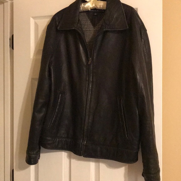 tommy hilfiger black leather jacket